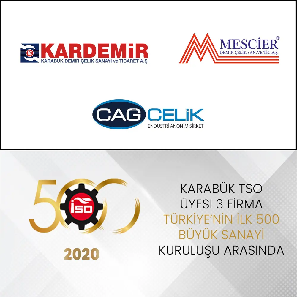 KARABÜK TSO ÜYESİ 3 FİRMA TÜRKİYE’NİN İLK 500 BÜYÜK KURULUŞU ARASINDA