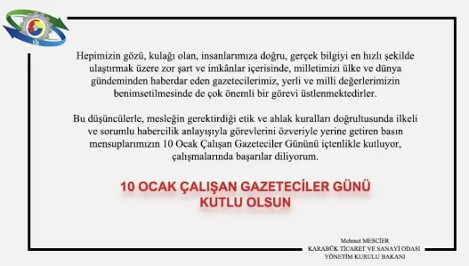 Başkan Mescier’in 10 Ocak Çalışan Gazeteciler Günü Mesajı